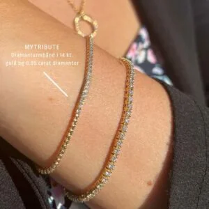 Mytribute tennisarmbånd i 14 kt. guld og 0.95 carat diamanter med variabel længde. - Billede 2