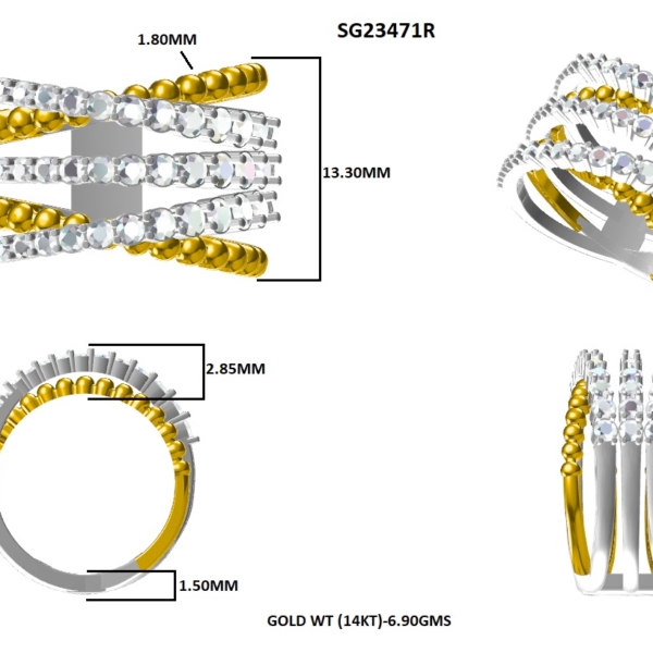 Diamantring Spiralkrydset fra ClearCarats i 14 kt. guld og hvidguld med 1.0 t diamanter 23471 - Billede 2