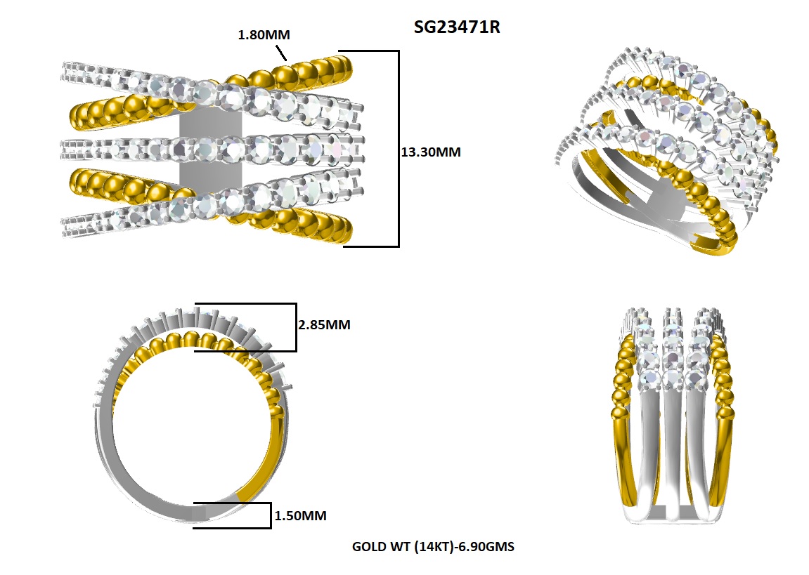 Harmony diamantring 14 kt. guld og hvidguld og lab-grown diamanter 2 Harmony diamantring 14 kt. guld og hvidguld og lab-grown diamanter - Billede 2