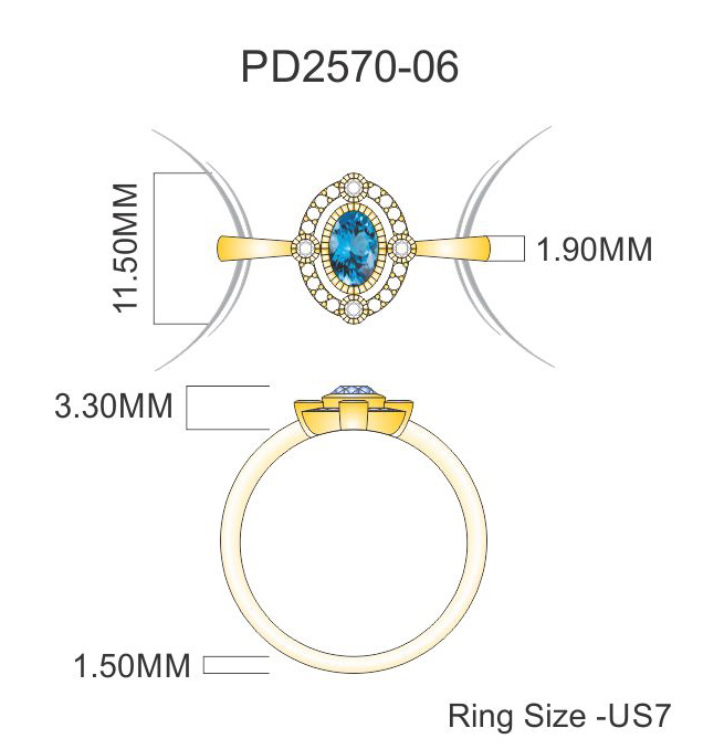 Cocktail ring med Swiss blå Topaz ædelsten i 14 kt. guld eller hvidguld 2 Cocktail ring med Swiss blå Topaz ædelsten i 14 kt. guld eller hvidguld - Billede 2