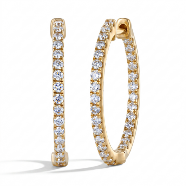 creoler inside-out i 14 kt. guld og 0.80 ct. diamanter