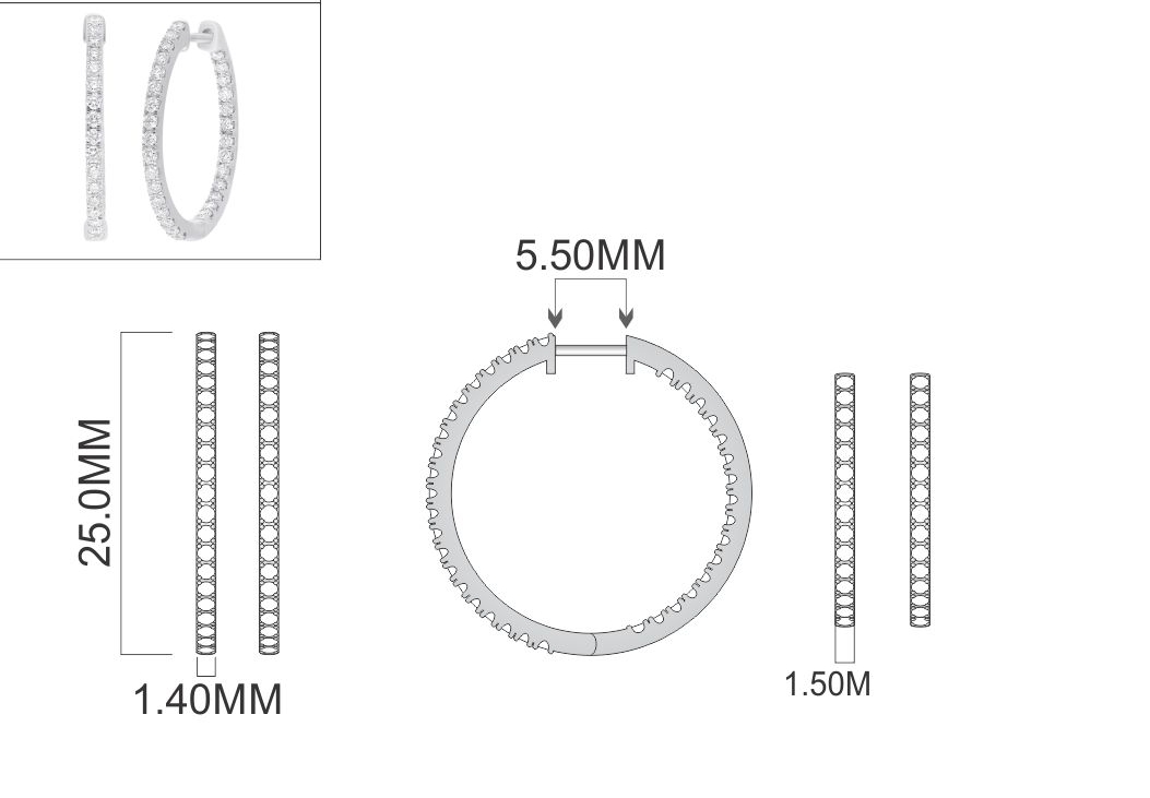 Inside-Out diamant creoler i 14 kt. guld og 0.80 ct. diamanter Inside-out Creoler i 14 kt og 0.80 ct diamanter
