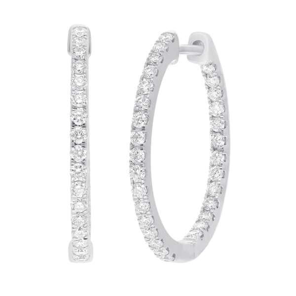 Inside-out Creoler i 14 kt og 0.80 ct diamanter