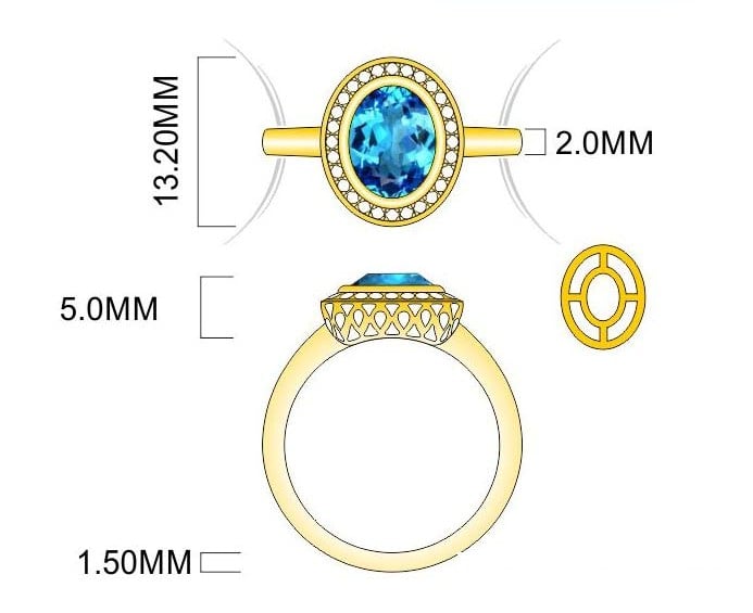 Cocktail ring med Citrin og diamanter i 14 kt. guld eller hvidguld 3 Cocktail ring med Citrin og diamanter i 14 kt. guld eller hvidguld - Billede 3