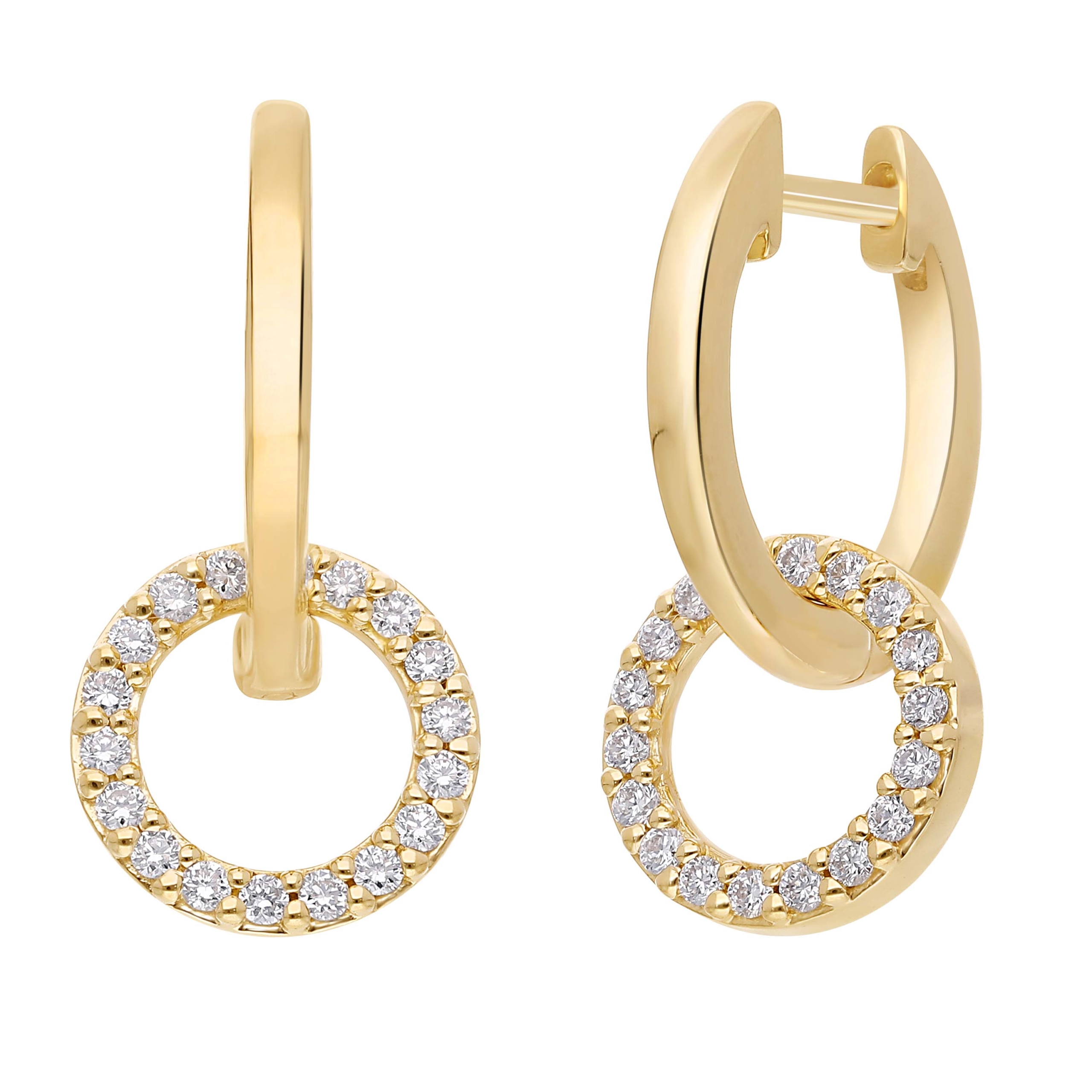 Clear Carats creoler i massiv 14 kt. guld- eller hvidguld og Infinity vedhæng med 0.20 ct. diamanter