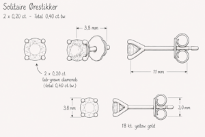 Solitaire ørestikker i 14 kt. og 0,40 ct. lab-grown diamanter CAD solitaire oerestikker 040 ct.tw