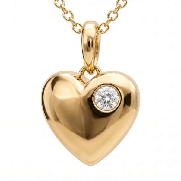 hjertevedhæng i 14 kt. guld og 0.08 ct lab-grown diamant