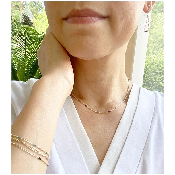 Armbånd i 14 kt. guld og 3 x 3 facetterede diamanter Armbånd i 14 kt. guld og 3 x 3 facetterede diamanter - Billede 2