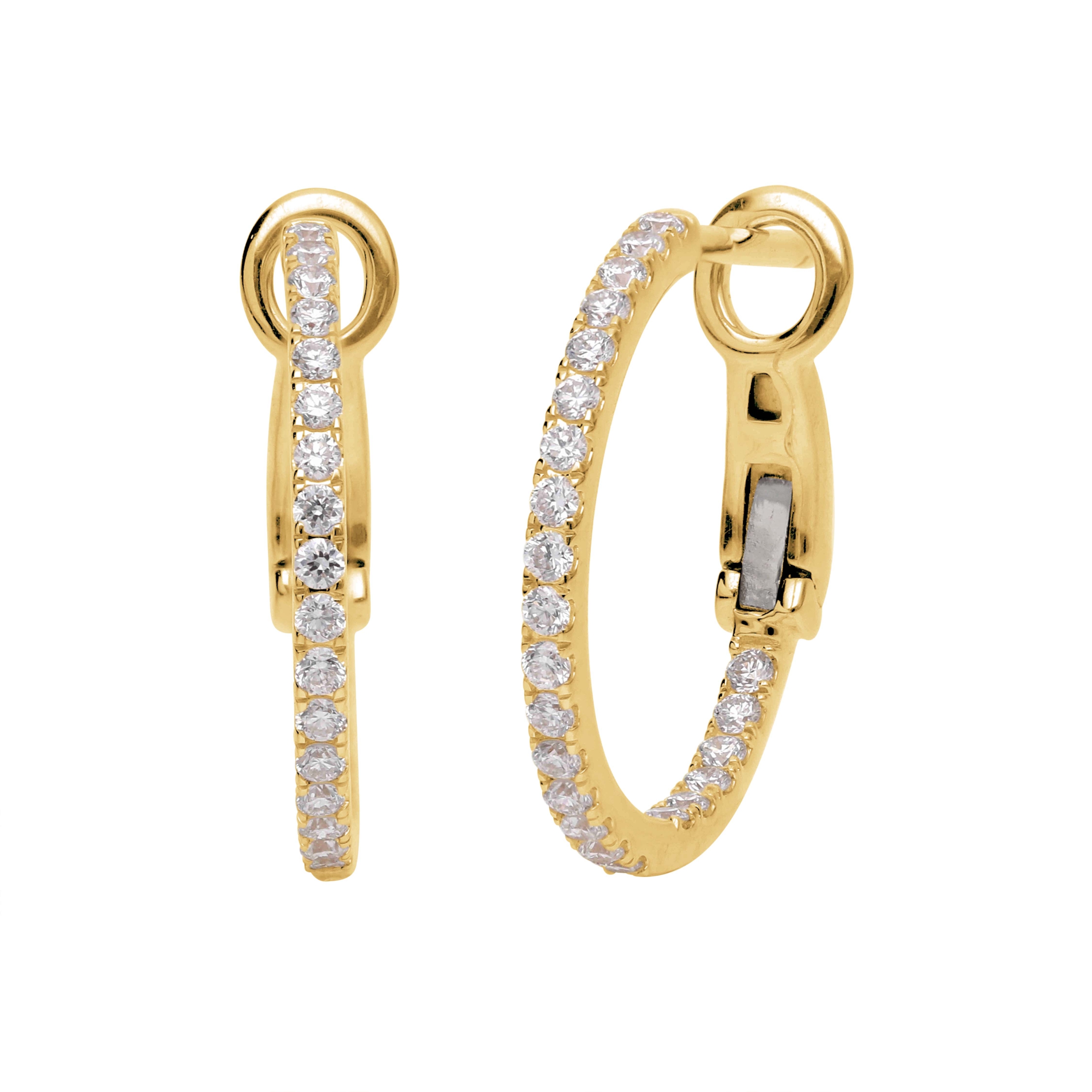 Creoler i 14 kt. guld og brillantslebne labgrown-diamanter 1 Creoler i massiv 14 kt. guld og diamanter