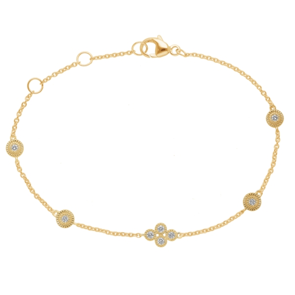 Elegant 9 kt. guldarmbånd med 0.16 ct. lab-grown brillanter og filigran detaljer