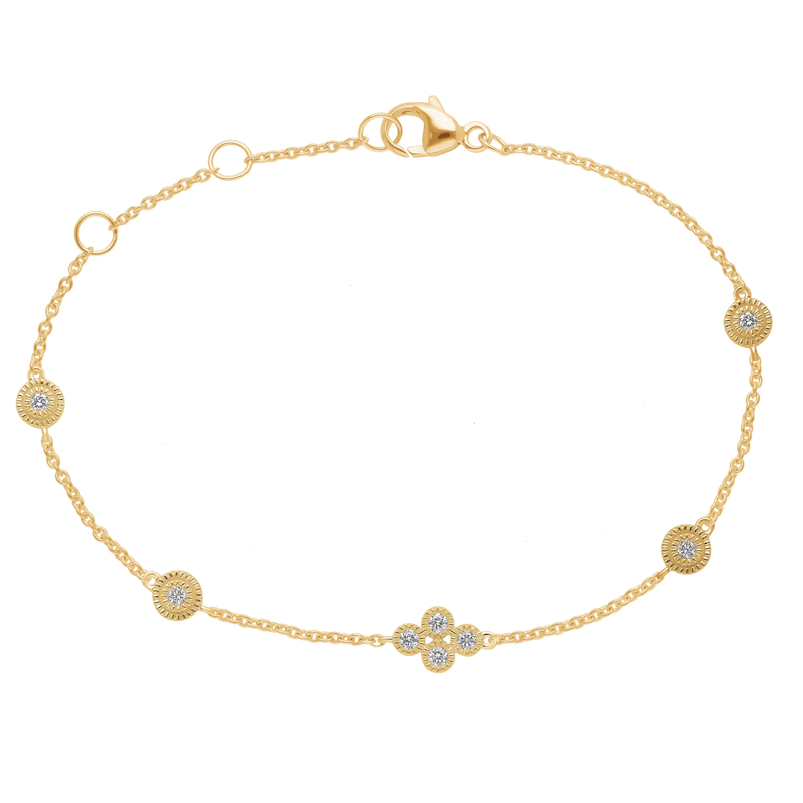 Elegant 9 kt. guldarmbånd med 0.16 ct. lab-grown brillanter og filigran detaljer