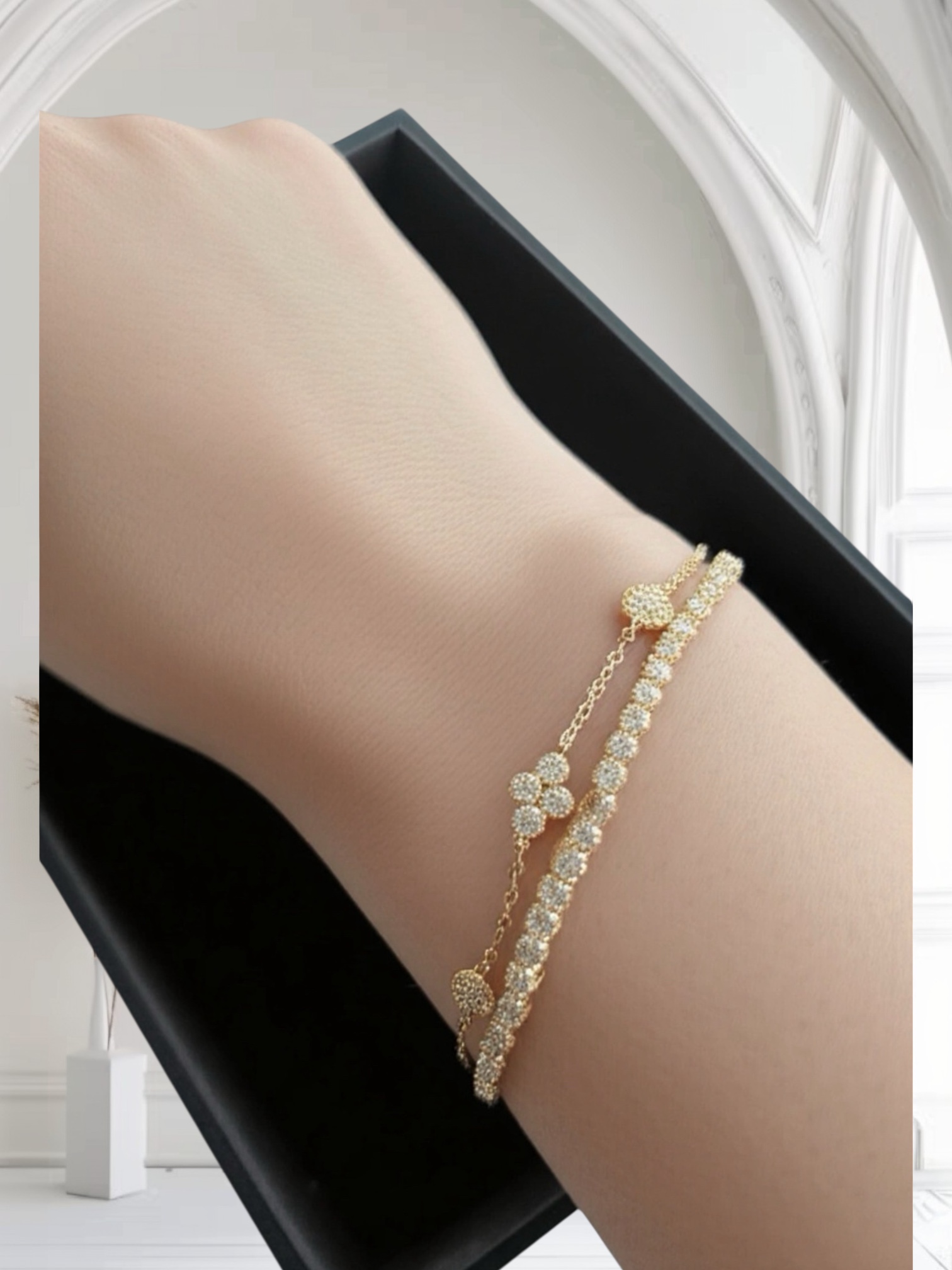 Elegant 9 kt. guldarmbånd med 0.16 ct. lab-grown brillanter og filigran detaljer - Billede 2