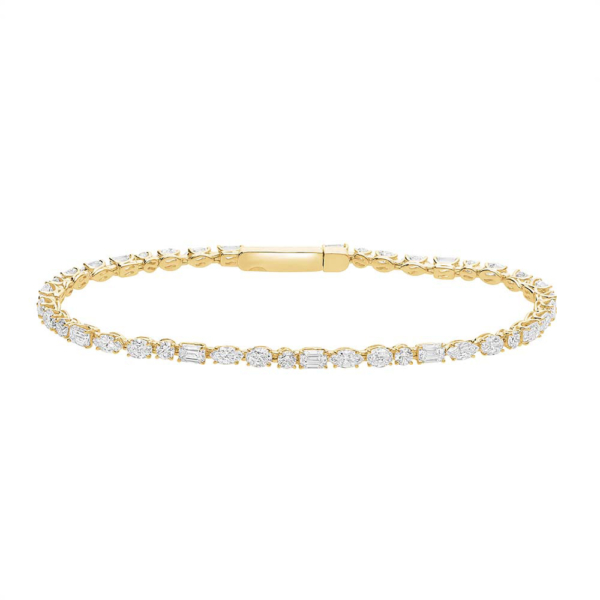 Diamantarmbånd i 14 kt. ædelmetal og mix af diamanter