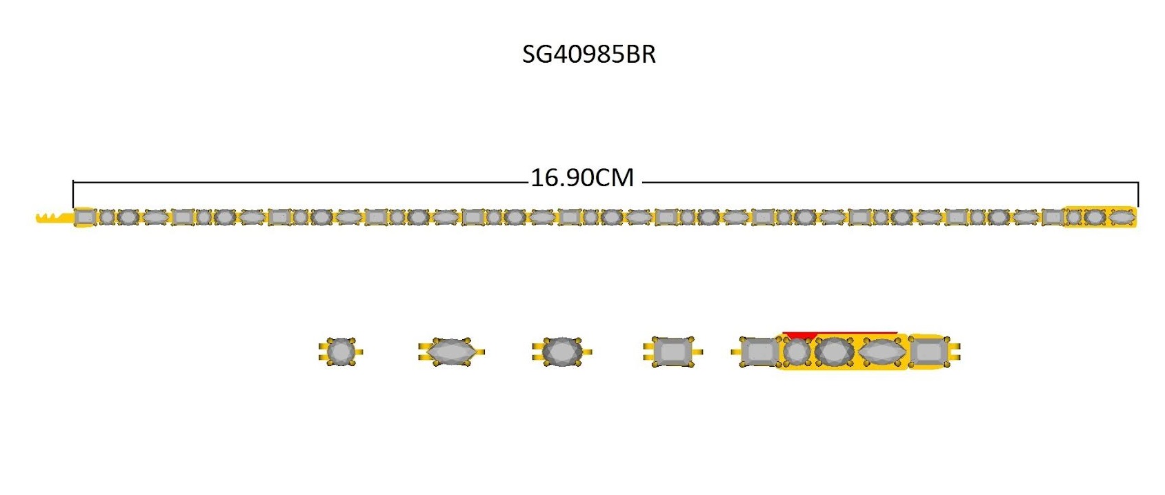 Diamantarmbånd i 14 kt. ædelmetal og mix af diamanter Diamantarmbånd i 14 kt. ædelmetal og mix af diamanter - Billede 2