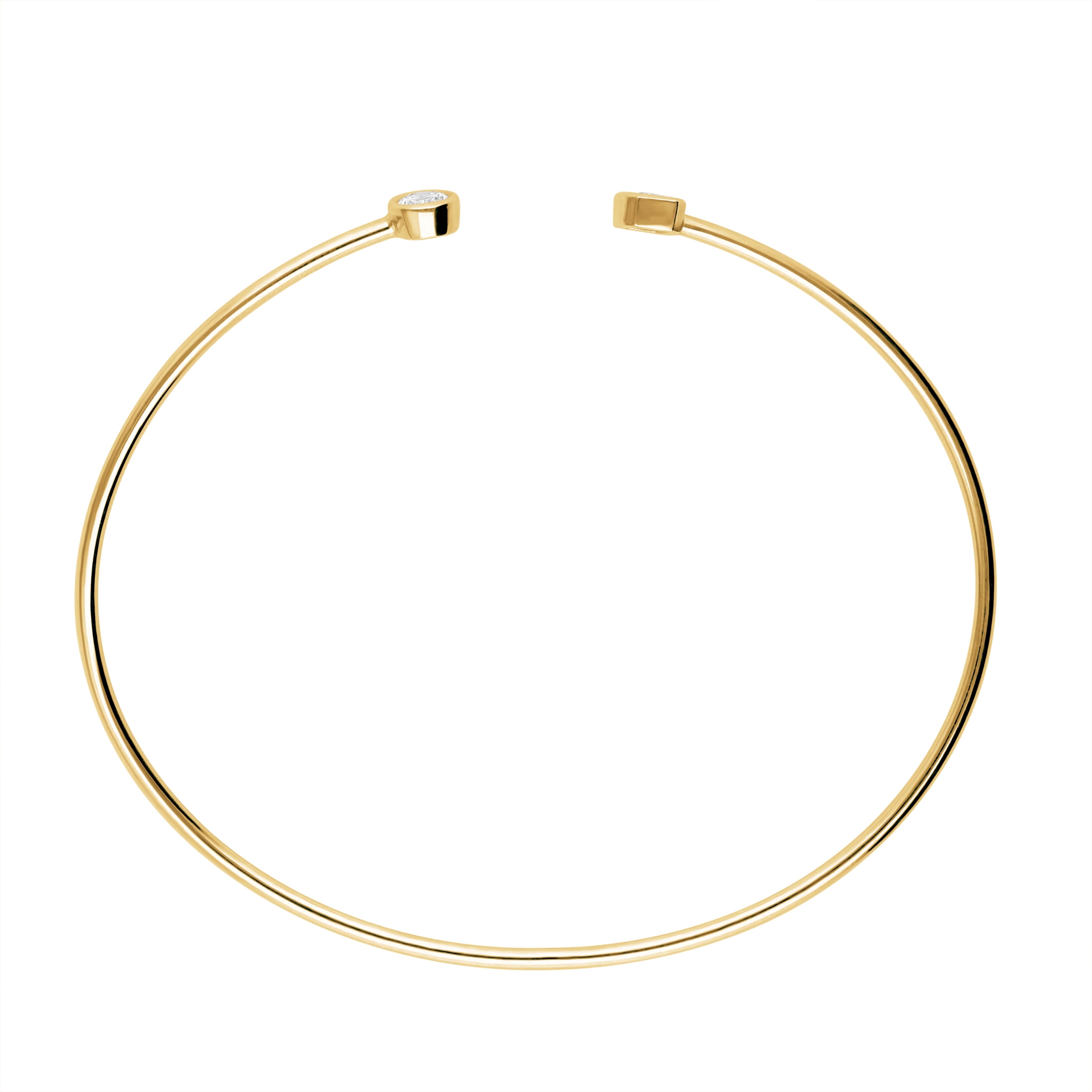 Flexibelt 14 kt. massivt guldarmbånd med oval og emerald diamant. 2 Flexibelt 14 kt. massivt guldarmbånd med oval og emerald diamant. - Billede 2