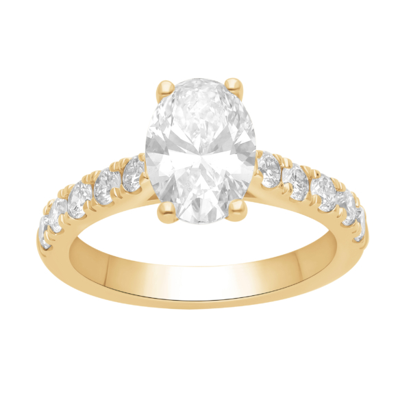 Forlovelsesring med ovale og brillanter i 14 kt. guld