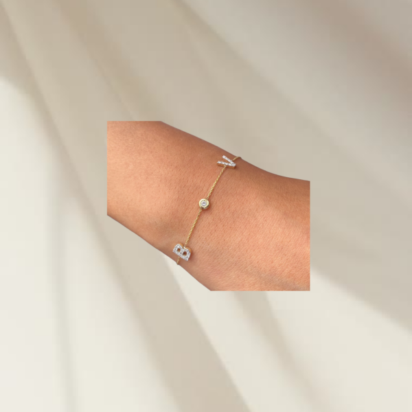 Custommade Me&My bogstav armbånd i 14 kt. guld og lab-grown diamanter