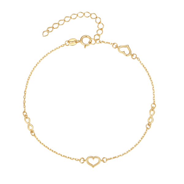 Armbånd i 8 kt. guld med infinity og hjerte design