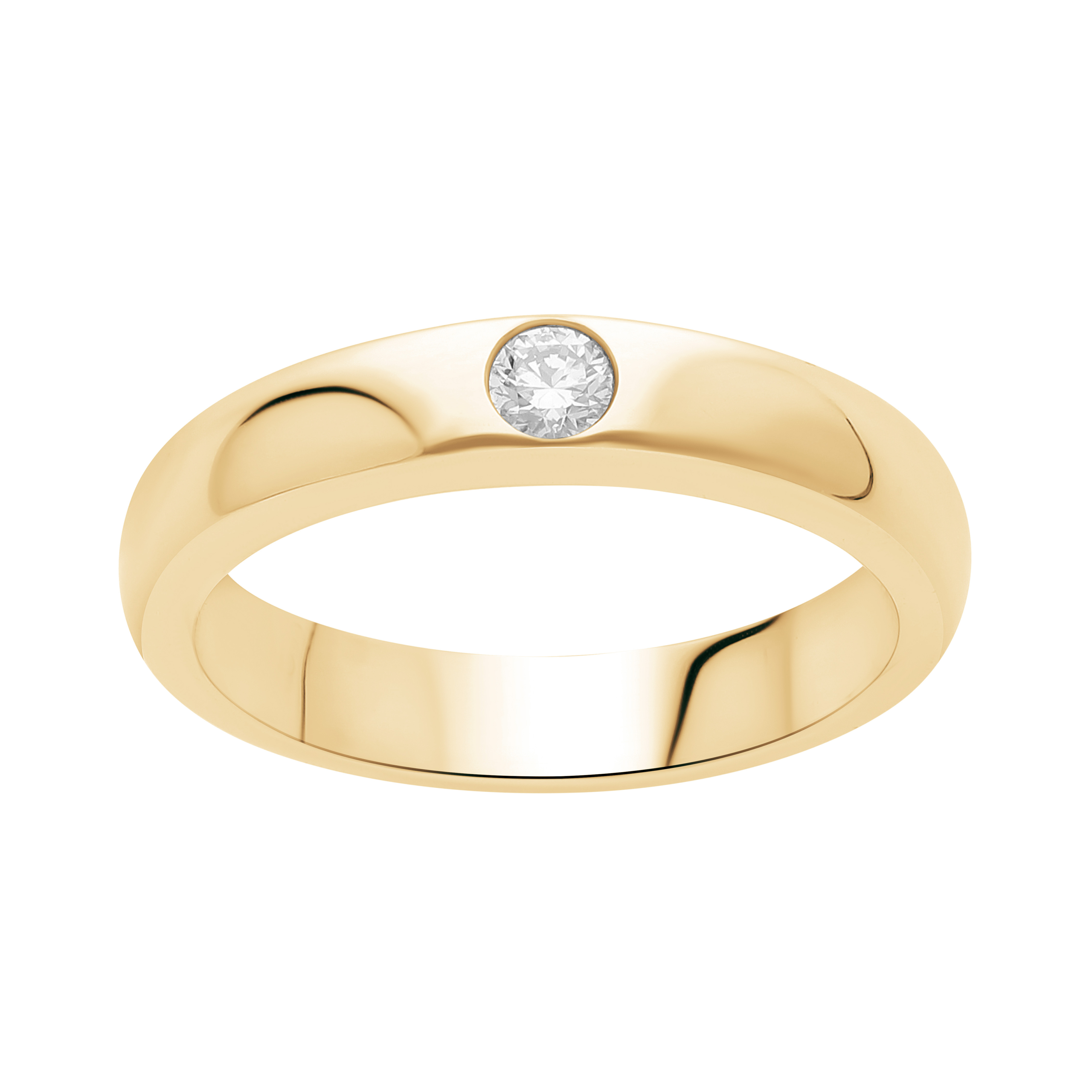 Alliancering i 14 kt. massiv guld og 0,08 ct. lab-grown diamant Alliancering i m14 kt. guld